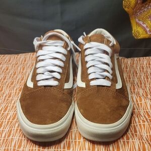Vans Brown and White Suede Sneakers